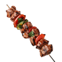 grilled meat skewers with veggies herbs isolated transparent png